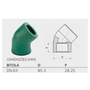Joelho Cotovelo 45° PPR Água Quente Fria 63mm