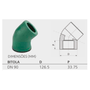 Joelho Cotovelo 45° PPR Água Quente Fria 90mm