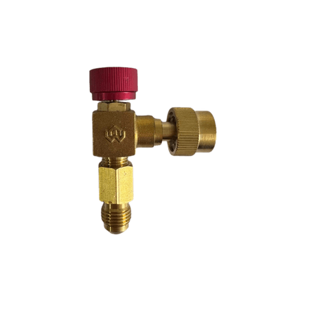 Valvula-Acionadora-Schrader-90°-Vermelha-5-16--x-1-4--R410A-R32-Alta-Pressao
